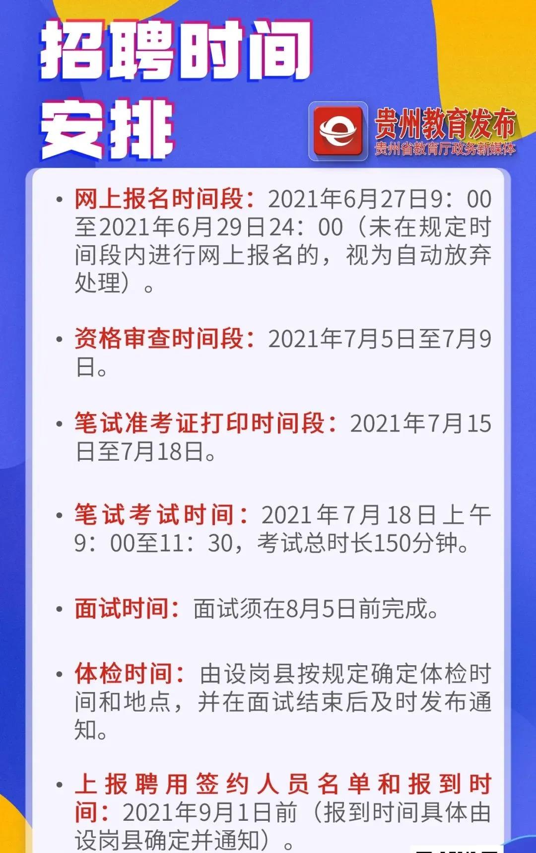 2021年贵州省特岗教师招聘公告（6974名|6月27日-29日报名）