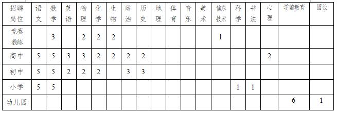 毕节梁才学校招聘教师职位表